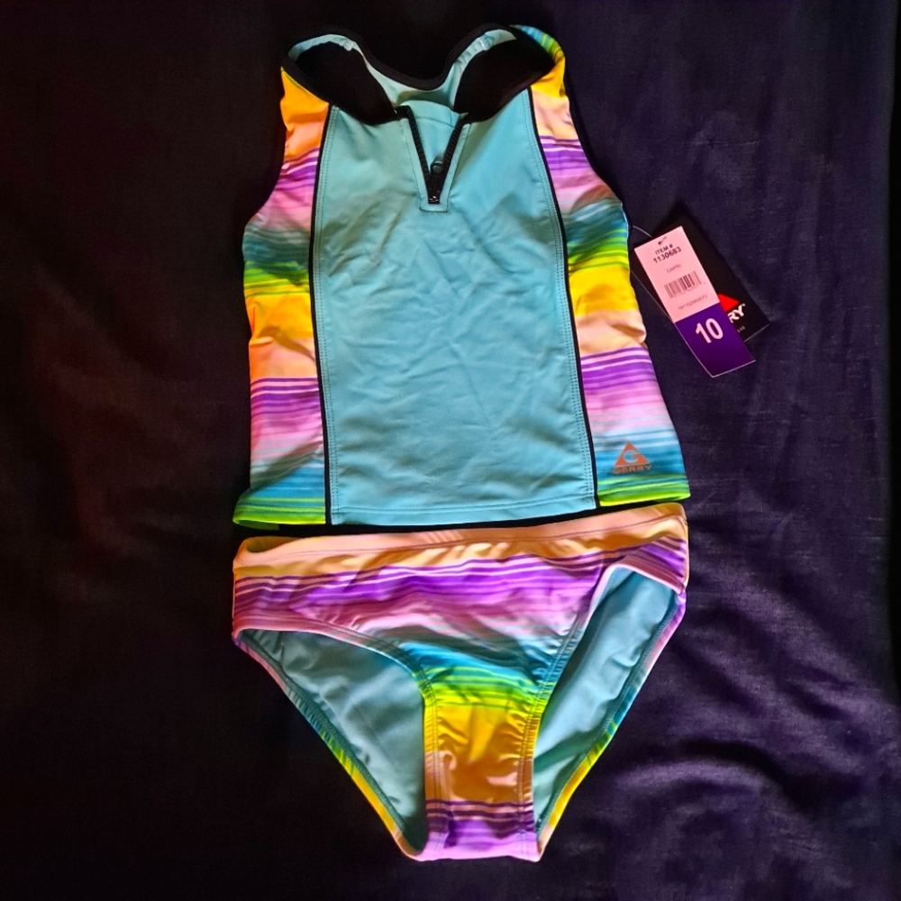 3 piece set Gerry swim set size 10 green and black